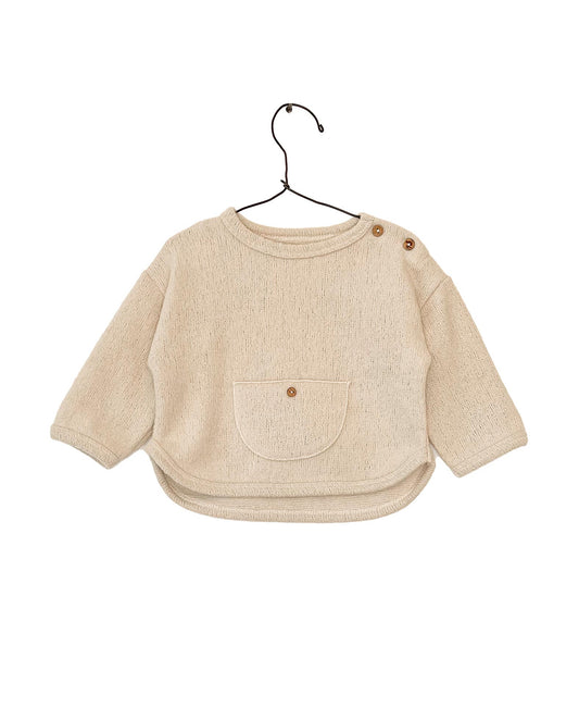 Jersey Sweater w/Button Pocket, Cream