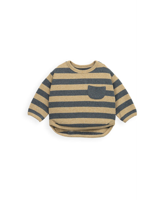 Striped Jersey Sweater w/Pocket